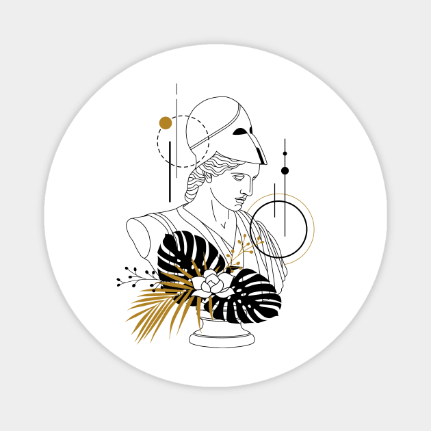Athena (Minerva). Creative Illustration In Geometric And Line Art Style Magnet by SlothAstronaut